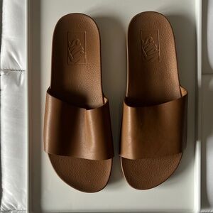 Classic Vans Brown Leather Slide Sandals